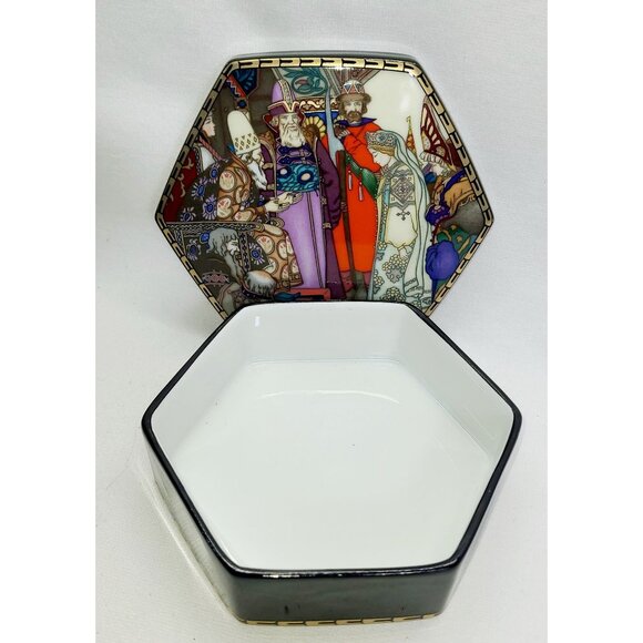 Heinrich Villeroy & Boch Russian Fairy Tale Hexagonal Trinket "The Snow Maiden" - Picture 3 of 6